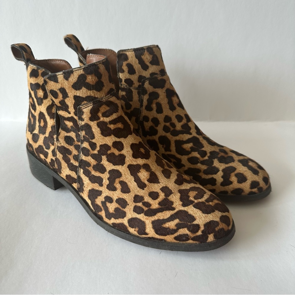 Franco Sarto Leopard Print Booties | Size 8 | Real Fur (Dyed Cow Hair) - Picture 2 of 5